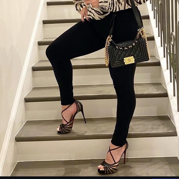 Christian Louboutin Black Filamenta 120 Open Toe Heels Size 38.5 - Picture 4 of 17